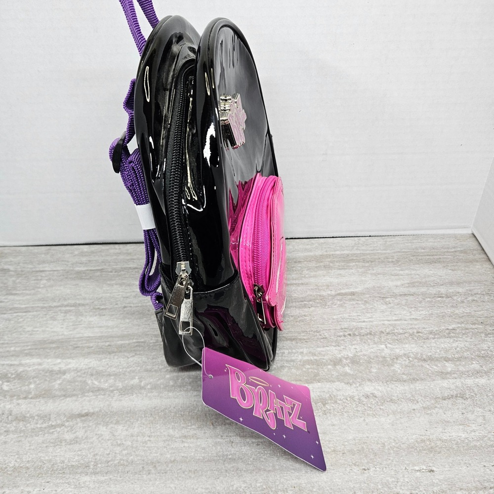 Bratz Mini Backpack Black Patent Pink Lips Y2K Style Kids Girls New With Tags - Picture 5 of 5